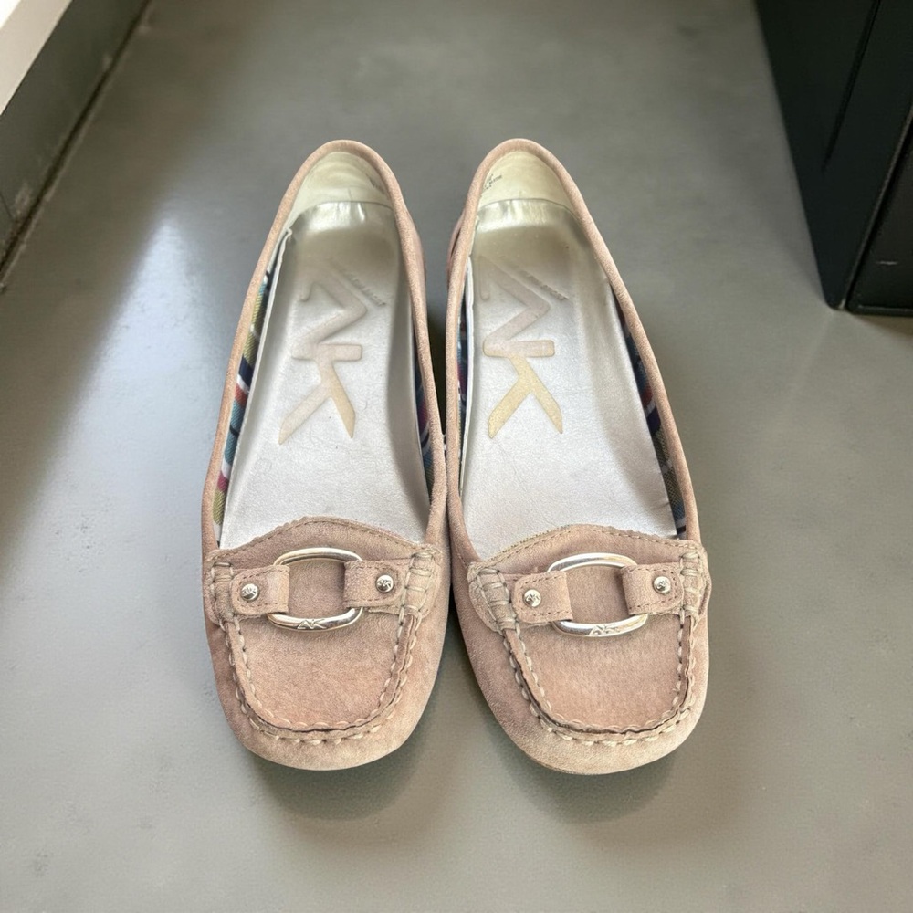Anne Klein Tan Suede Leather Loafers